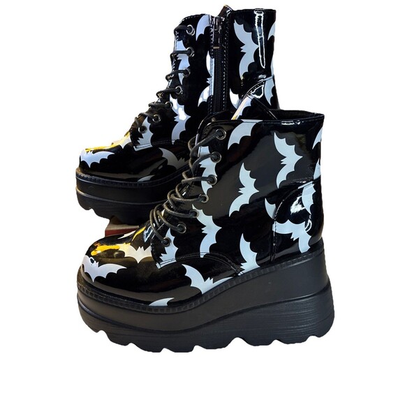 Unbranded Shoes - New Women's 7-7.5 Black & White Gothic Punk Platform Boots “Bat Cave Booties"